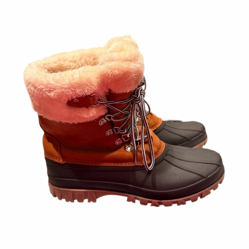 J. Crew Pink and Brown Winter Boots